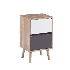 Velador nordic 2 cajones madera0987