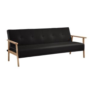 Futón Sofá Cama 3 cuerpos Amelia - Ecocuero Negro-sillasin-living-hogar-90667
