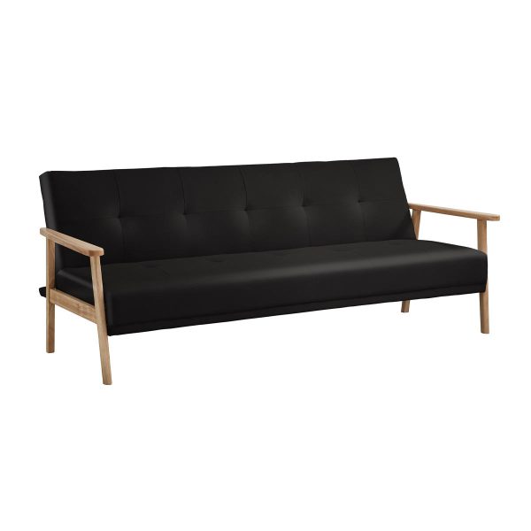 Futón Sofá Cama 3 cuerpos Amelia - Ecocuero Negro-sillasin-living-hogar-90667