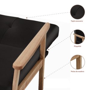 Futón Sofá Cama 3 cuerpos Amelia - Ecocuero Negro-sillasin-living-hogar-90667