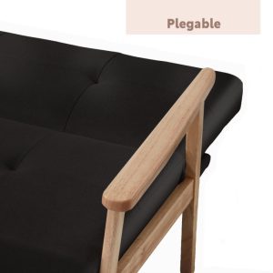 Futón Sofá Cama 3 cuerpos Amelia - Ecocuero Negro-sillasin-living-hogar