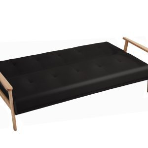 Futón Sofá Cama 3 cuerpos Amelia - Ecocuero Negro-sillasin-living-hogar-90667