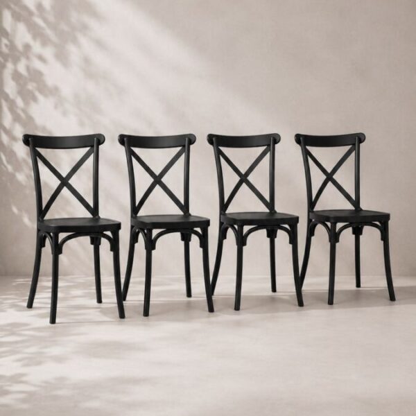 Pack de 4 Sillas Crossback negras