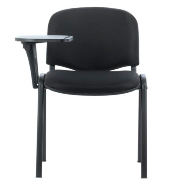 Silla universitaria Isóceles negra con paleta, vista frontal