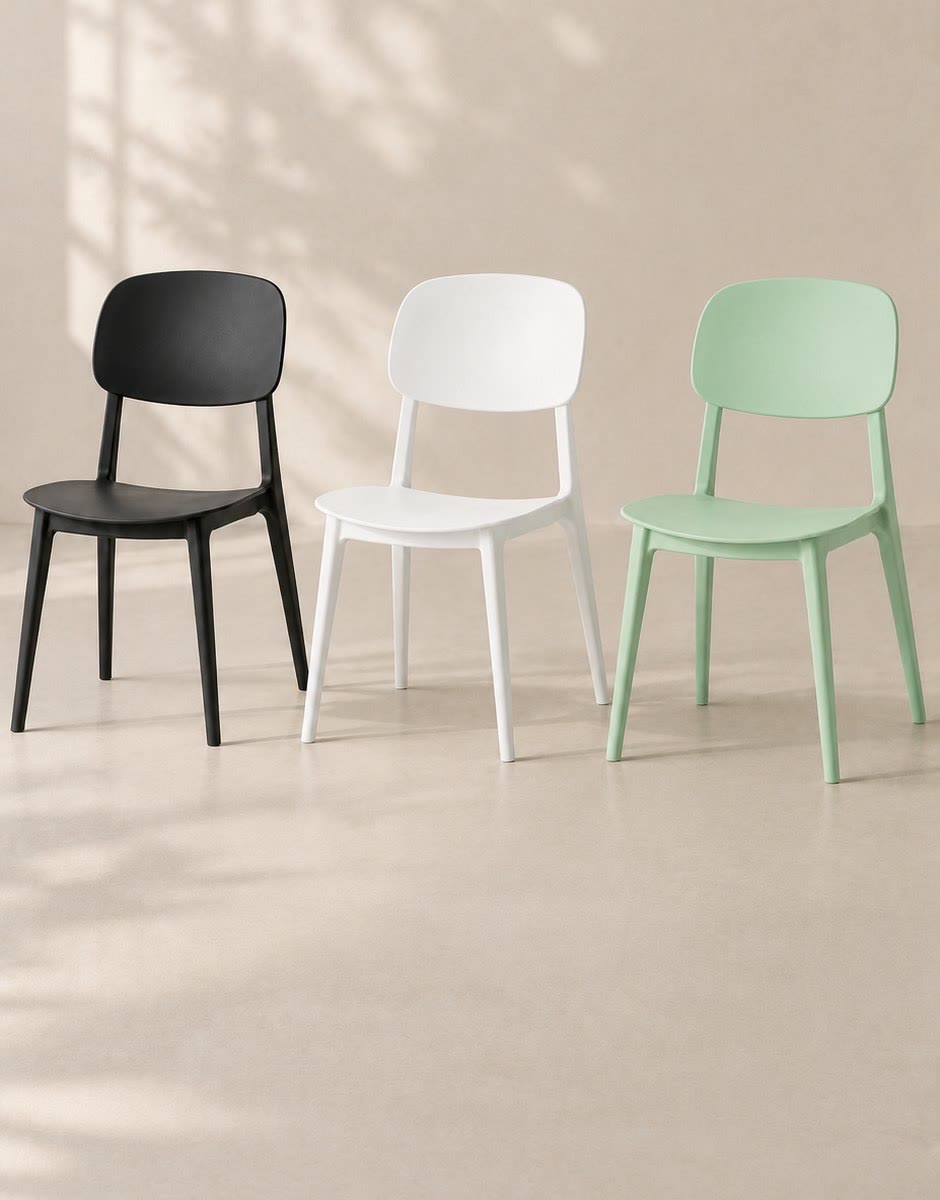 Pack 4 Sillas Brit Deco Minimalista - Blanco Apilables