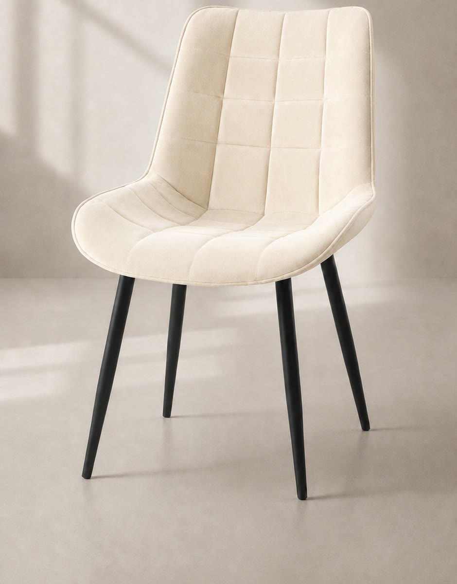 Silla Capitone Macron - Terciopelo Base Color Madera